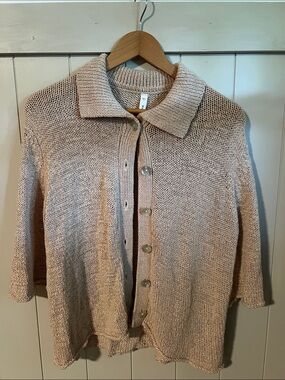 Wishlist Beige Button-Front Knit Top with Collar
